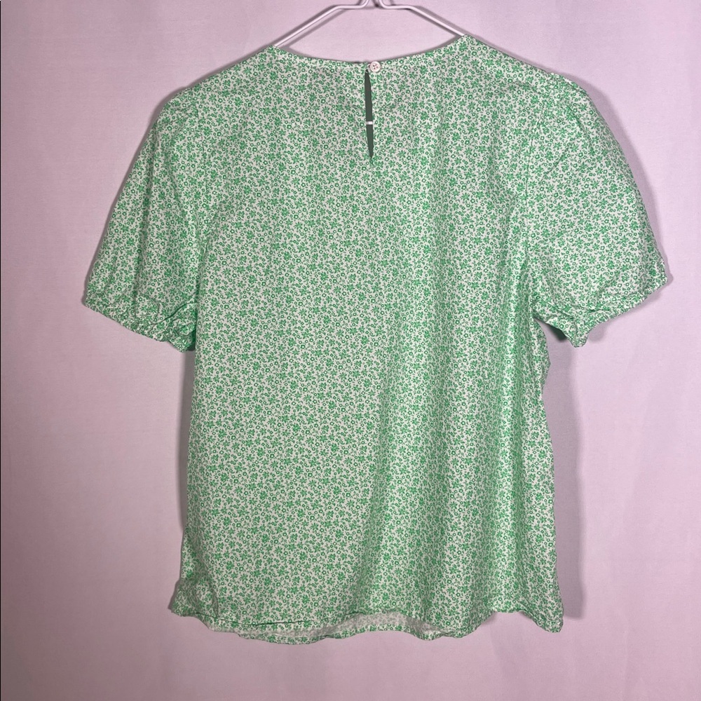 J. CREW WOMENS GREEN FLORAL COTTON BLOUSE SMALL BR635 - Picture 5 of 5